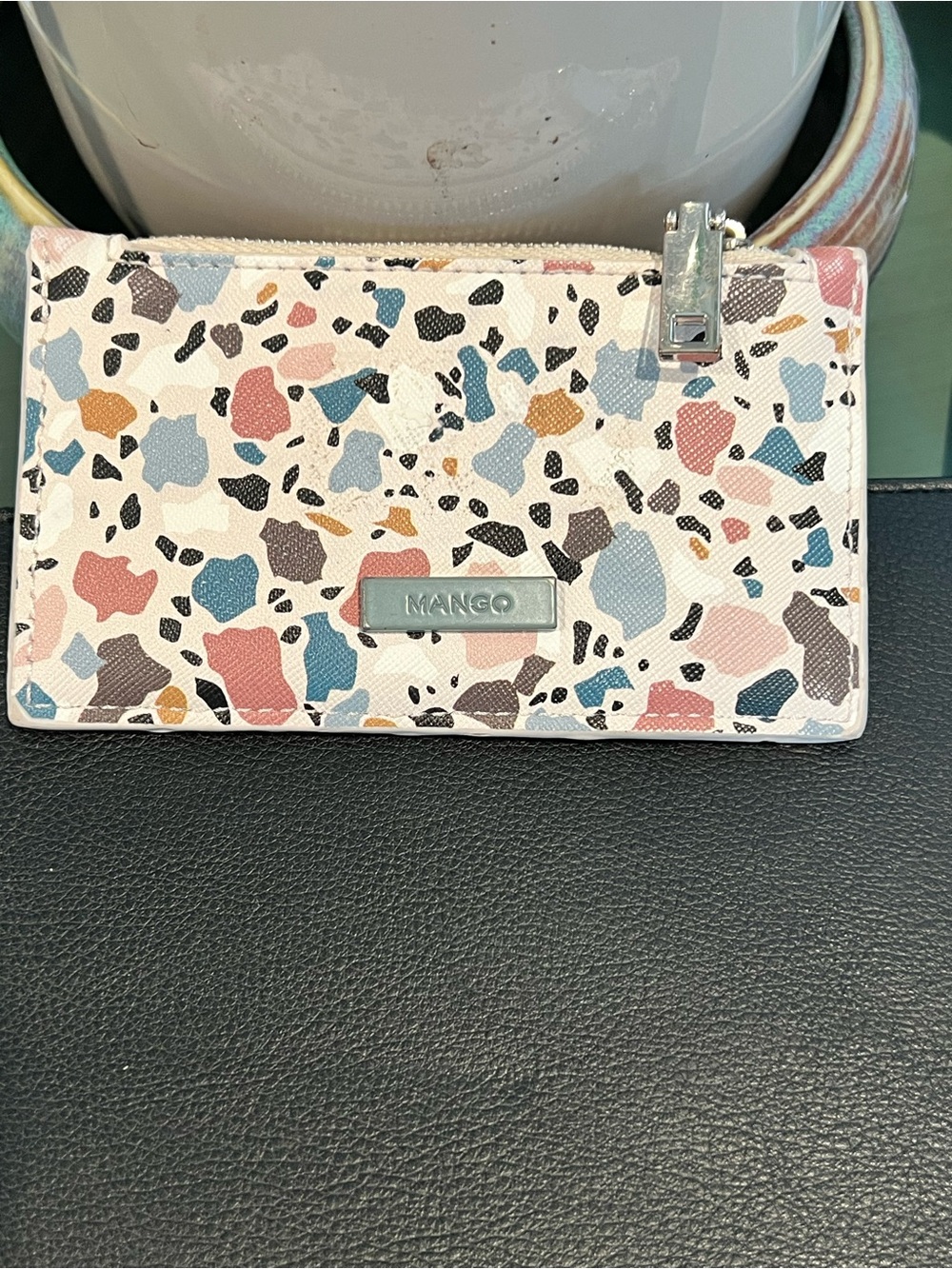 Mango White Terrazzo-Print Wallet with Multicolor Accents